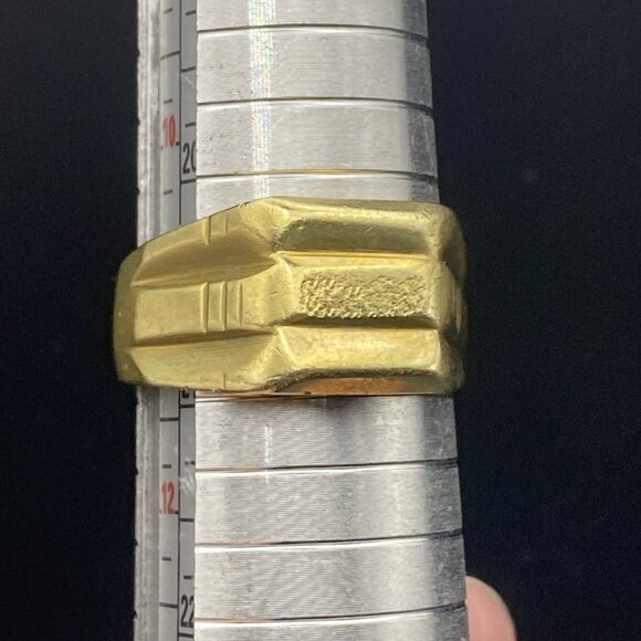 Men's Signet Ring  Vintage Size 11 Gold Tone Wide 12 mm 11 grams LOOK - Picture 14 of 14